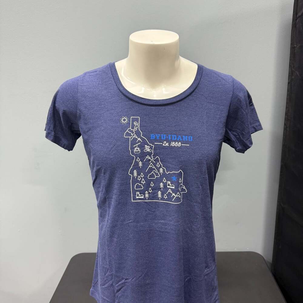 United By Blue Womens Stargaze Mountain Short-Sleeve Graphic T-Shirt Blue